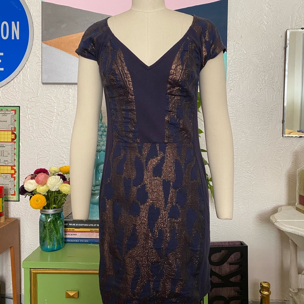 Navy and bronze lurex Urban Outfitters dress
